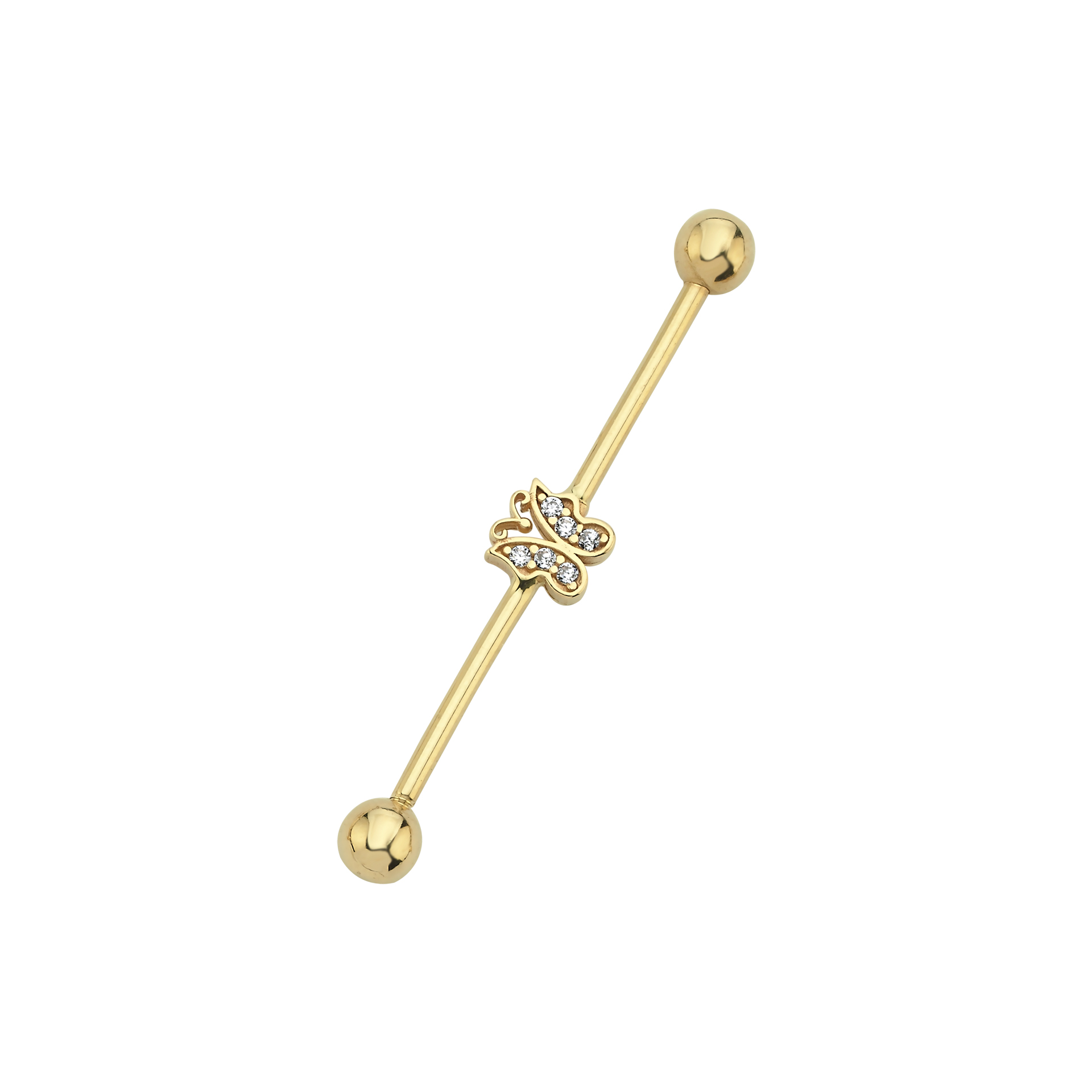14 Ayar 35mm Kelebek Industrial Köprü Altın Piercing