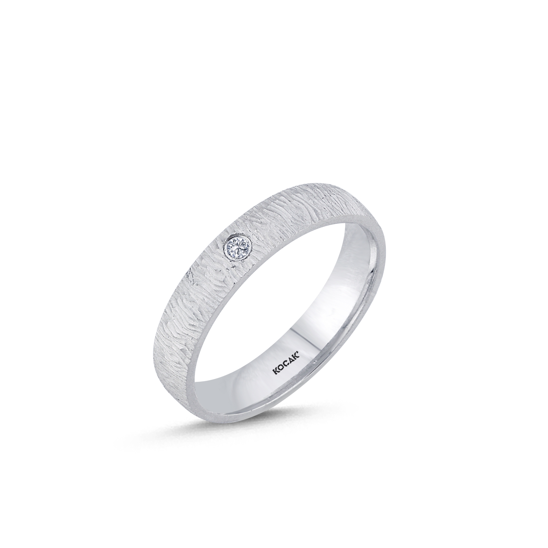 14 Ayar 4mm Beyaz Altın Taşlı Alyans