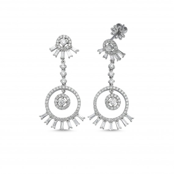 1.55 Carat Baguette Stone-set Diamond Earrings