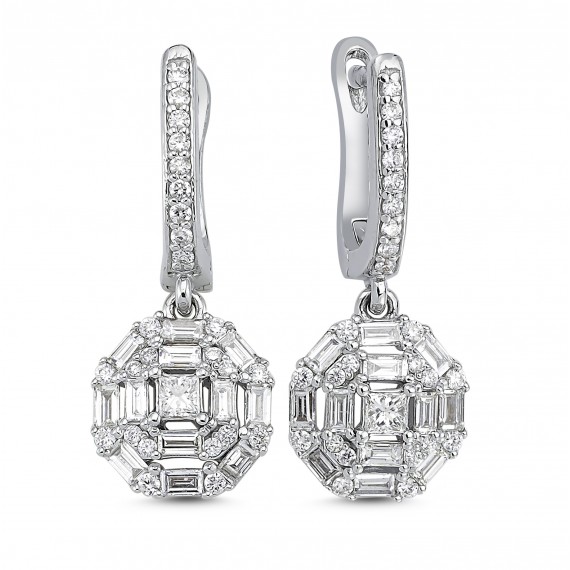 1.22 Carat Baguette Stone-set Diamond Earrings