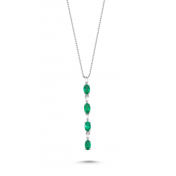 0.90 Carat Emerald Diamond Necklace