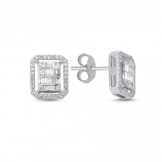 0.44 Carat Baguette Stone-set Diamond Earrings