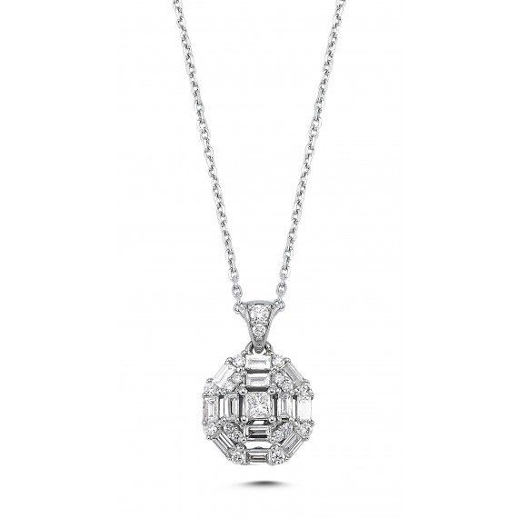 0.56 Carat Baguette Stone-set Diamond Necklace
