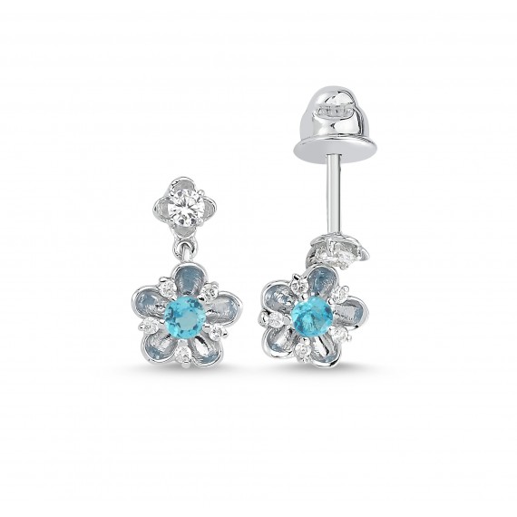 0.52 Carat Diamond Blue Topaz Earrings