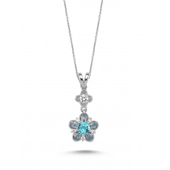 0.48 Carat Diamond Blue Topaz Necklace