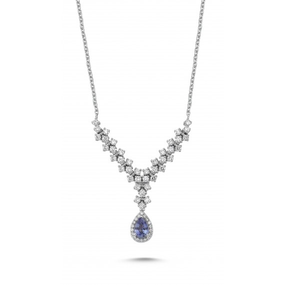 1.61 Carat Diamond Multi Sapphire Necklace