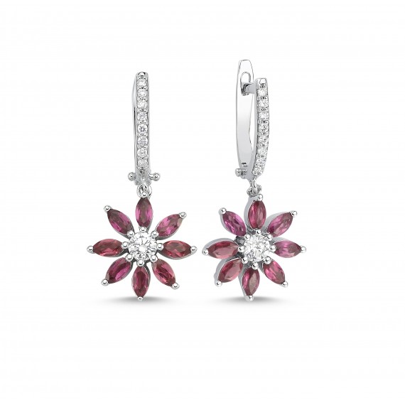 1.96 Carat Diamond Rhodolite Earrings