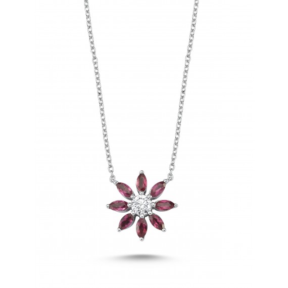 1.05 Carat Diamond Rhodolite Necklace