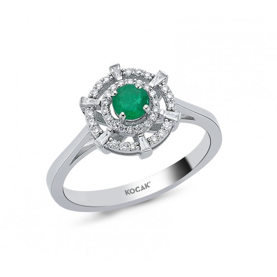 0.41 Carat Diamond Emerald Ring