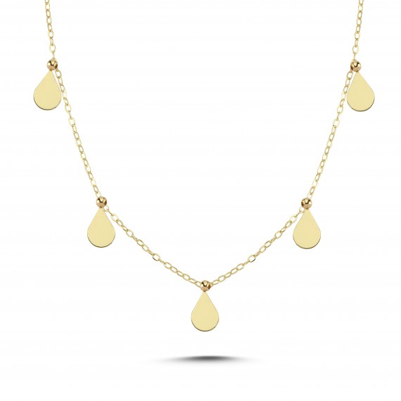 14 K Drop Figured Gold Necklace