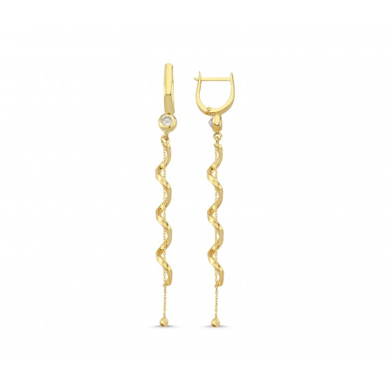 14 K Dangle Solitaire Gold Earrings