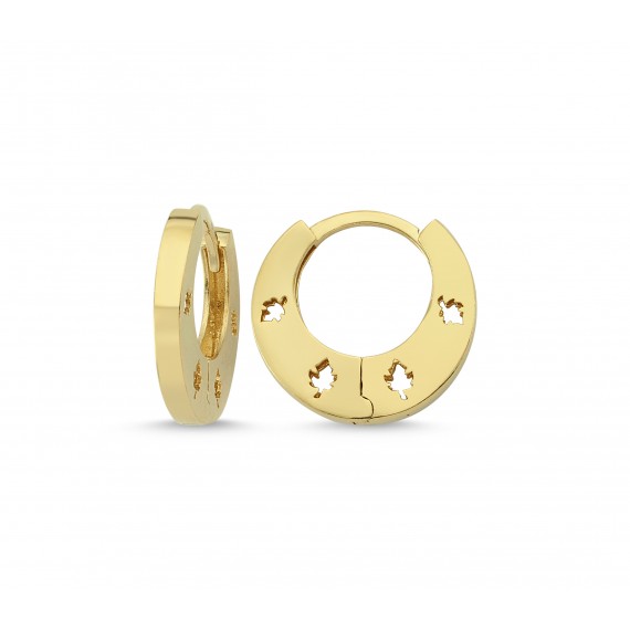 14 K Tree Figured Yellow Gold Earrings