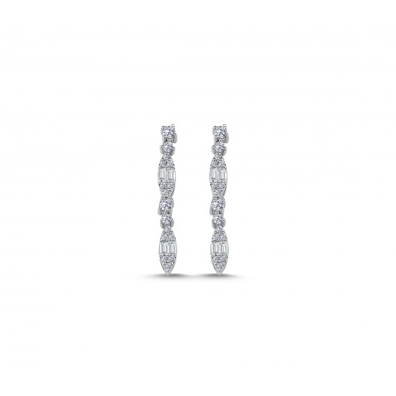 0.34 Carat Baguette Stone-set Diamond Earrings