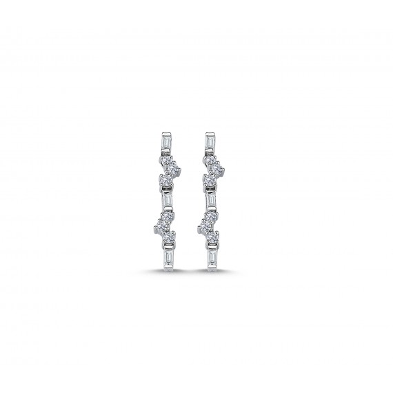 0.28 Carat Baguette Stone-set Diamond Earrings