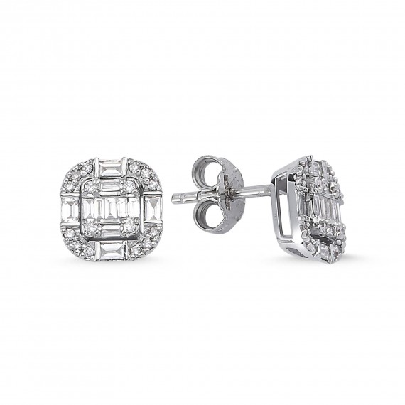 0.59 Carat Baguette Stone-set Diamond Earrings