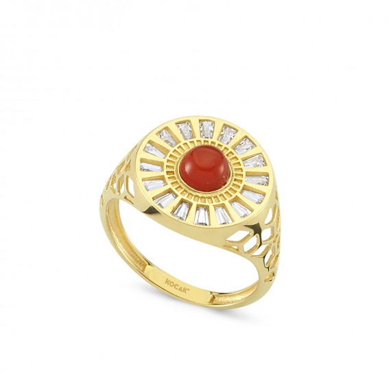 14 K Colored Stone-set Gold Ring