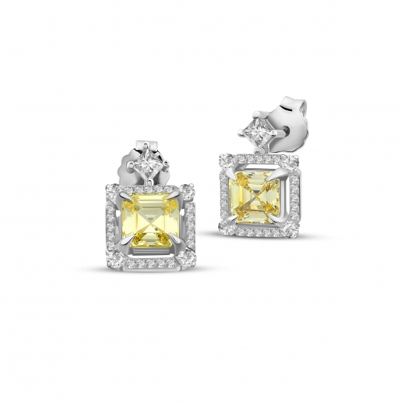 Diamond Colored Stone-set Icon Earrings