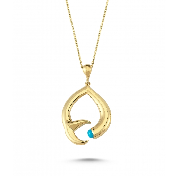 14 K Turquoise Stone-set Gold Necklace