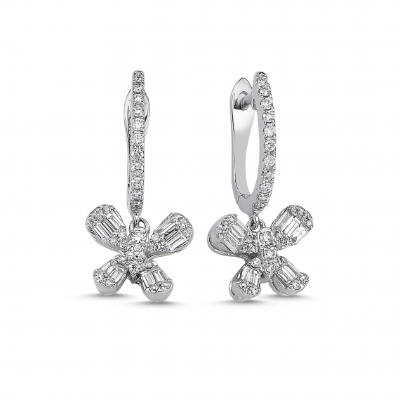 0.45 Carat Baguette Stone-set Diamond Earrings