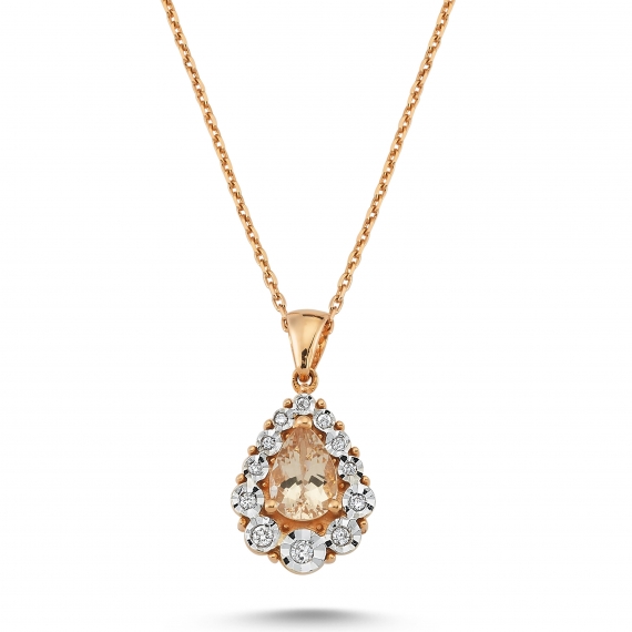 0.70 Carat Morganit Diamond Necklace