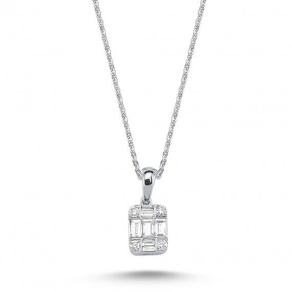 0.14 Carat Baguette Diamond Necklace