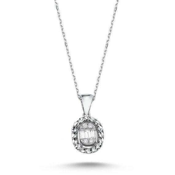 0.09 Carat Baguette Stone-set Diamond Necklace