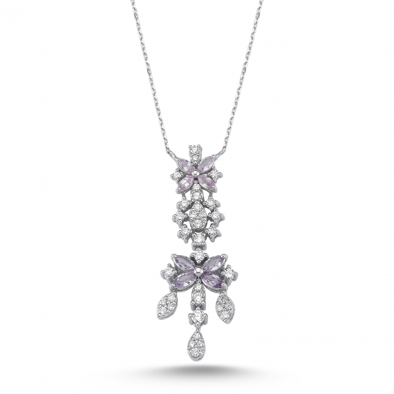 1.05 Carat Pink Sapphire Diamond Necklace