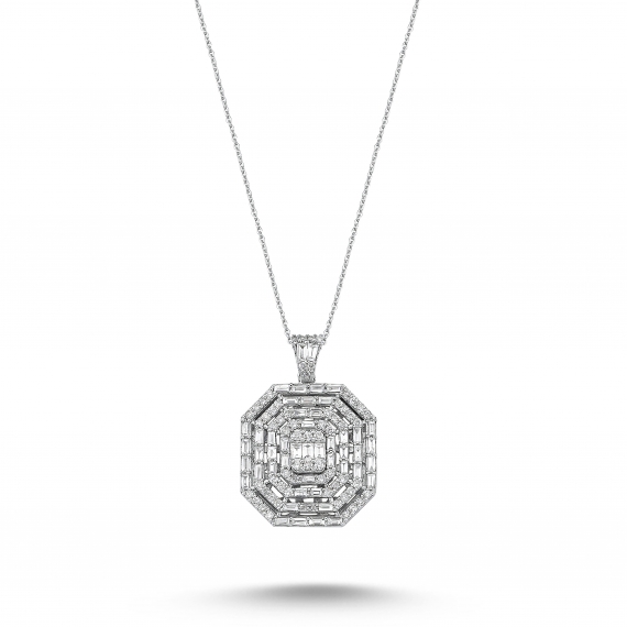 0.91 Carat Baguette Stone-set Diamond Necklace