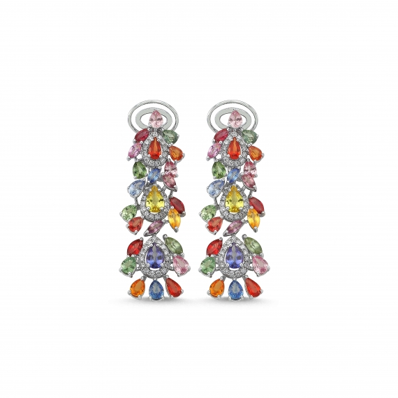 10.93 Carat Multicolor Diamond Earrings