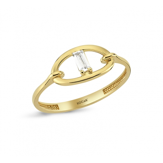 14 K Baguette Stone-set Gold Ring
