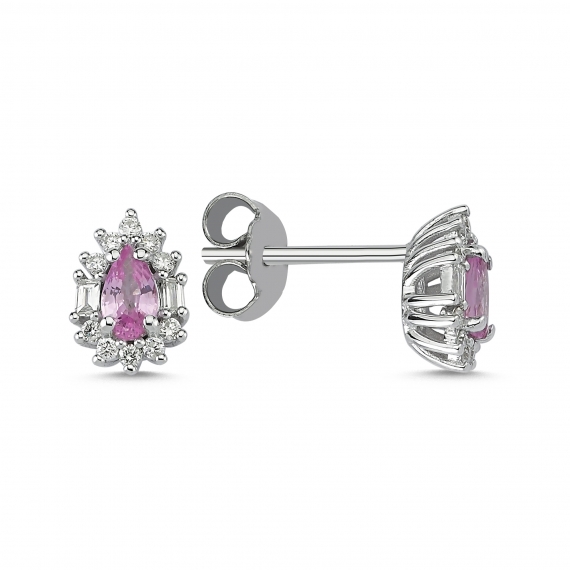 0.68 Carat Pink Sapphire Diamond Earrings