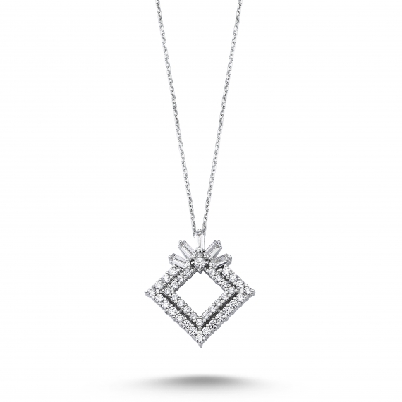 14 K Baguette Stone-set Gold Necklace