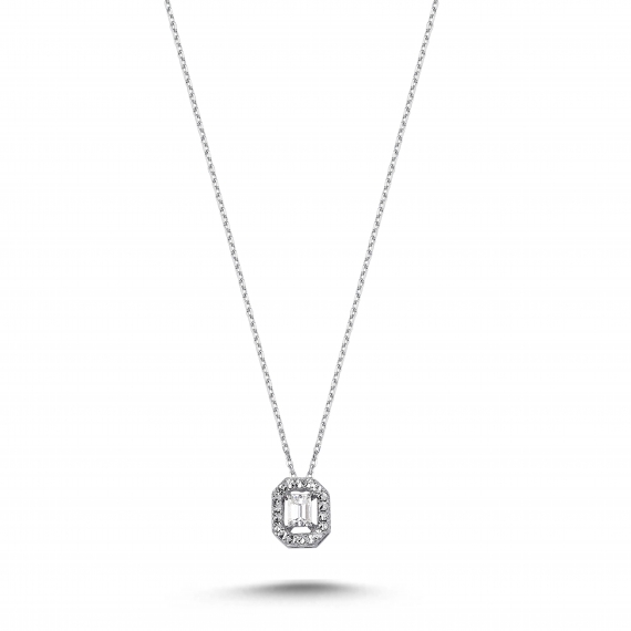 Emerald Cut Diamond Solitaire Necklace