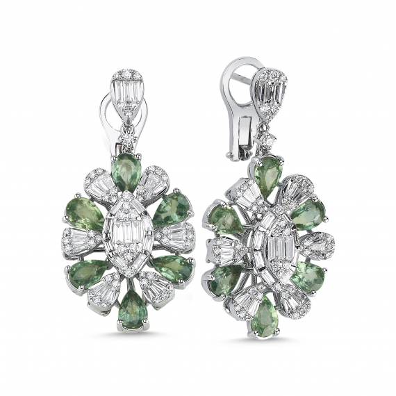 7.34 Carat Sapphire Diamond Earrings
