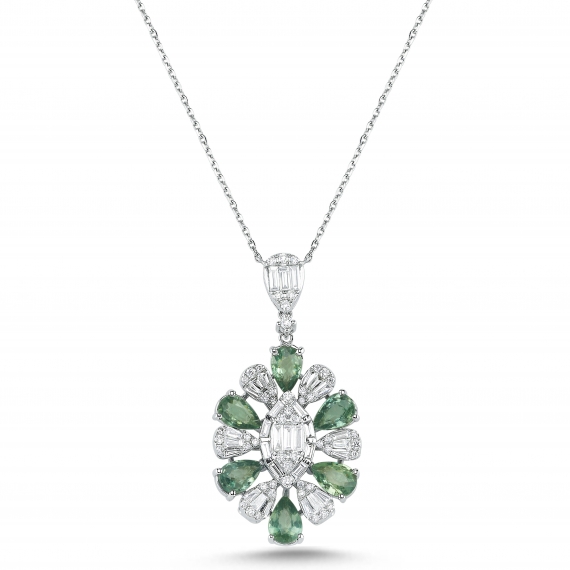 3.73 Carat Sapphire Diamond Necklace