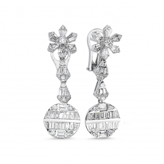 2.37 Carat Baguette Stone-set Diamond Earrings