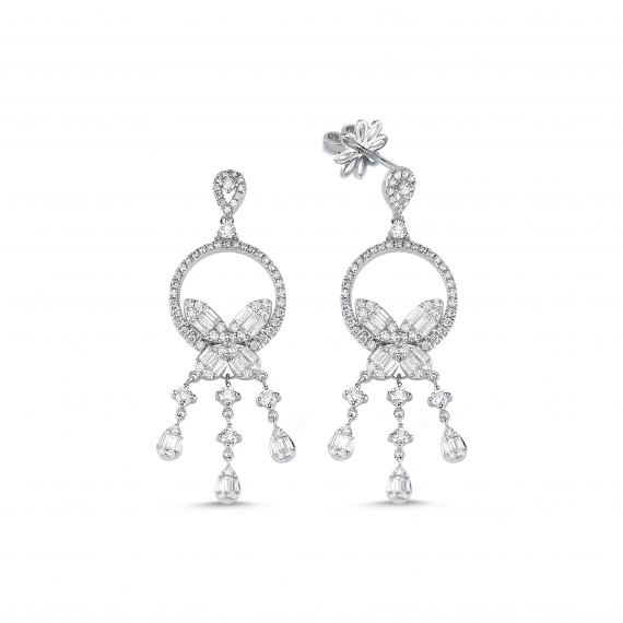 1.68 Carat Baguette Stone-set Diamond Earrings