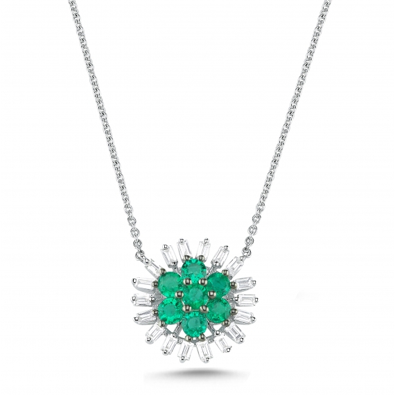 0.95 Carat Emerald Diamond Necklace