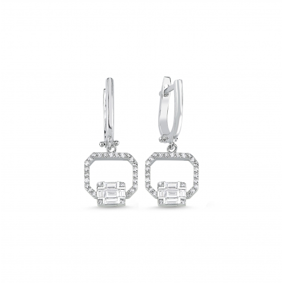 0.65 Carat Baguette Stone-set Diamond Earrings