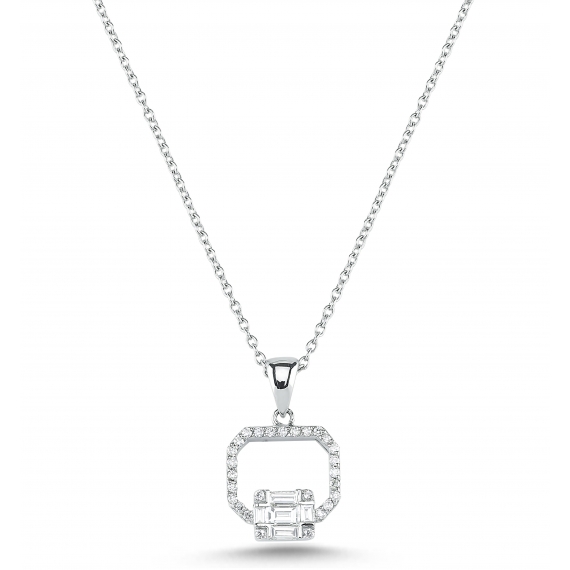 0.37 Carat Baguette Diamond Necklace