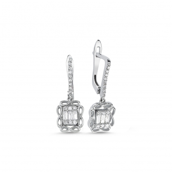 0.39 Carat Baguette Diamond Earrings