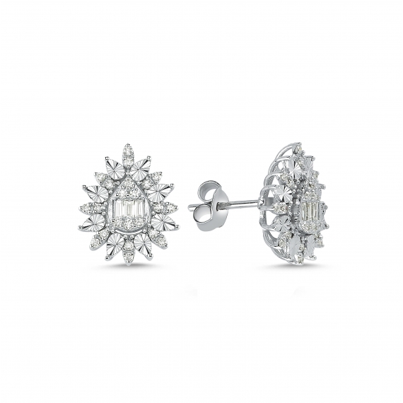0.44 Carat Baguette Diamond Earrings