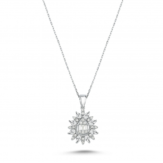 0.21 Carat Baguette Diamond Necklace