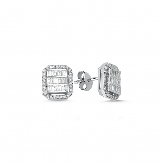 0.64 Carat Baguette Diamond Earrings
