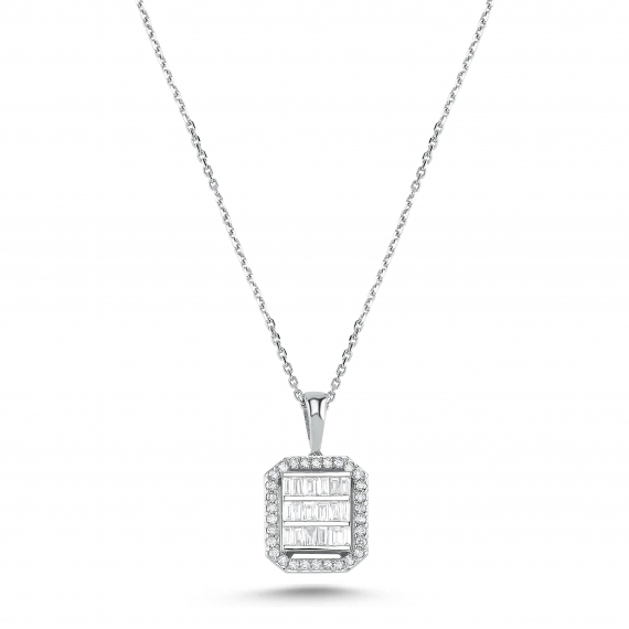 0.45 Carat Baguette Diamond Necklace