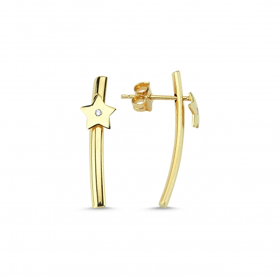 14 K Star Figured Gold Earrings