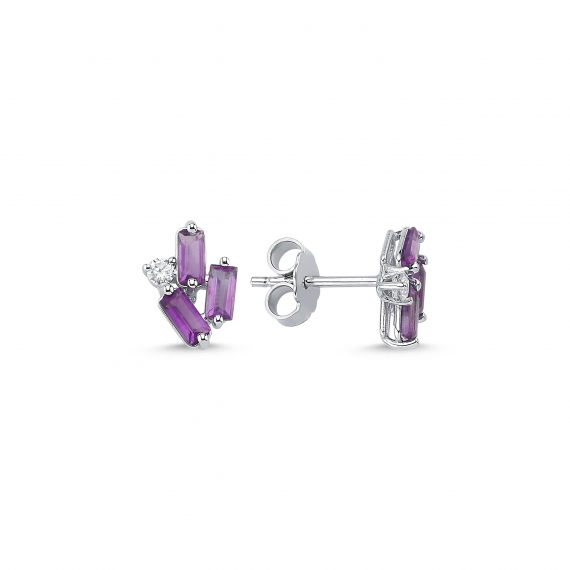 0.82 Carat Amethyst Diamond Earrings