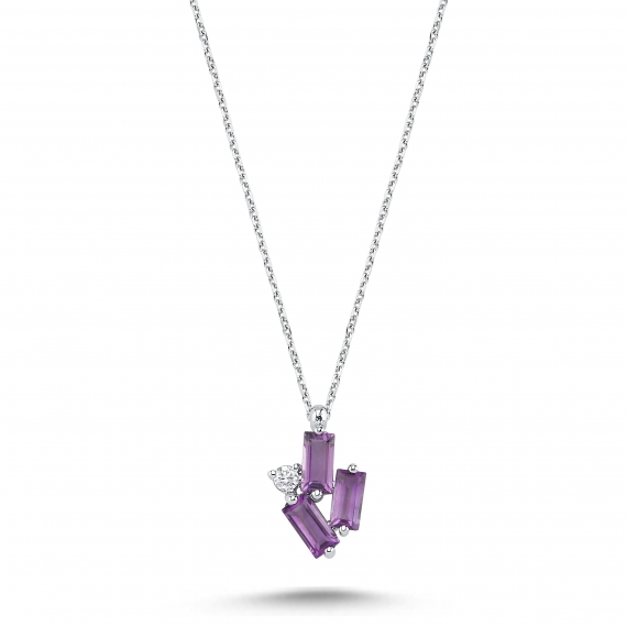 0.66 Carat Amethyst Diamond Necklace