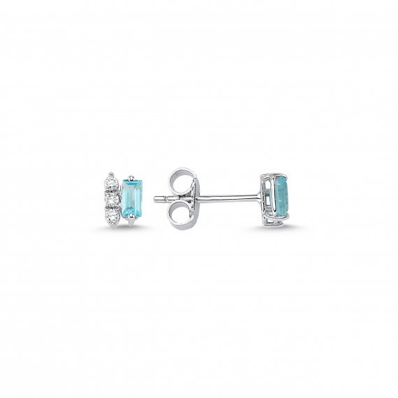 0.47 Carat Blue Topaz Diamond Earrings