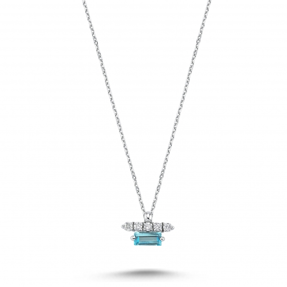 0.33 Carat Blue Topaz Diamond Necklace